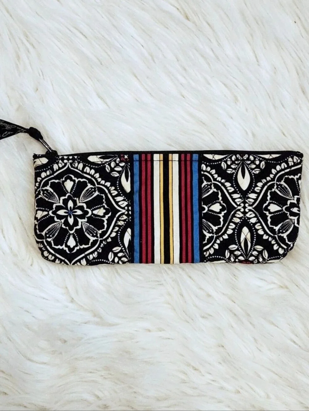 Vera Bradley Black White Paisley Wallet & Makeup Bag Bundle Set